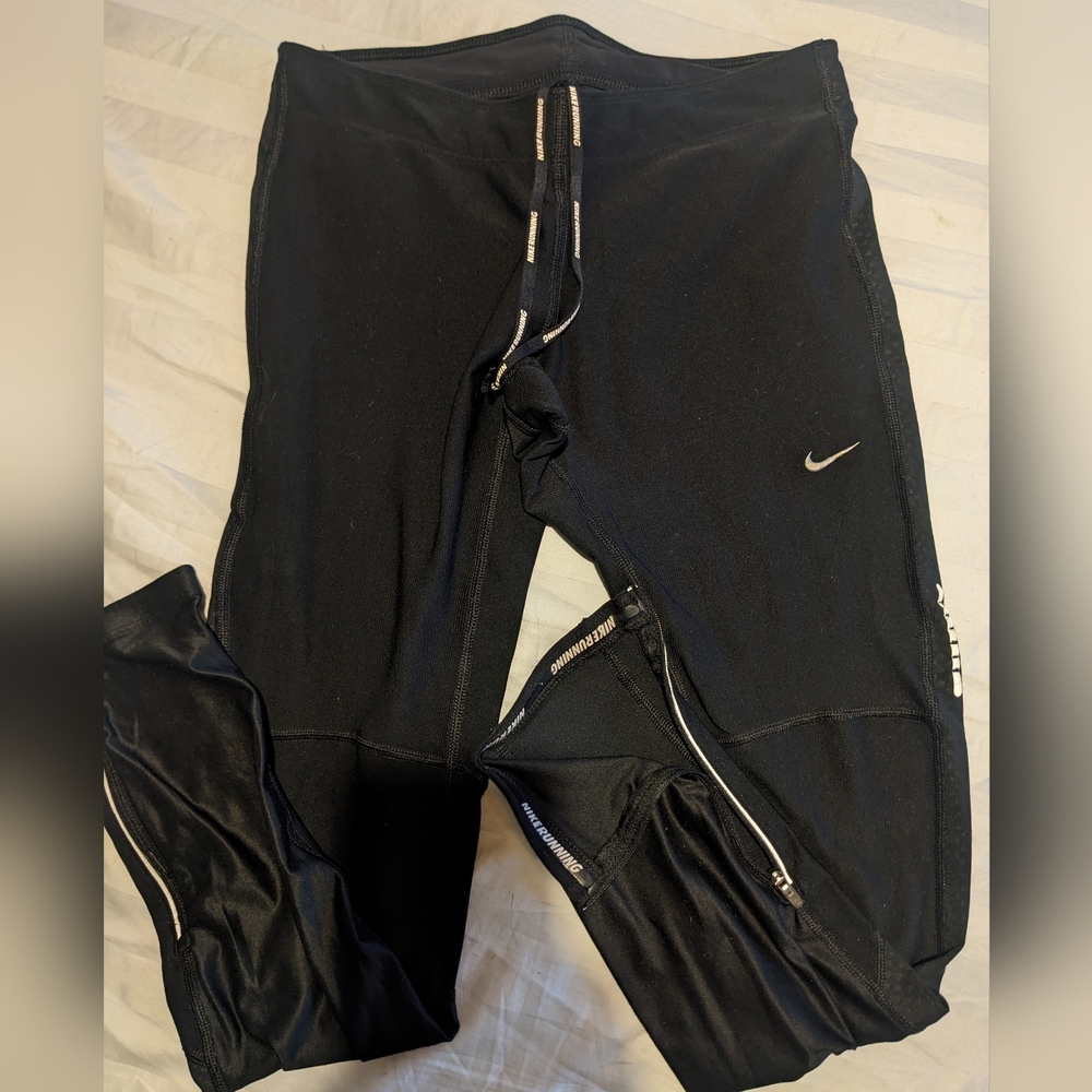 Nike Performance Gear Warm-up Leggings w/Drawstring & 8" Ankle Zippers